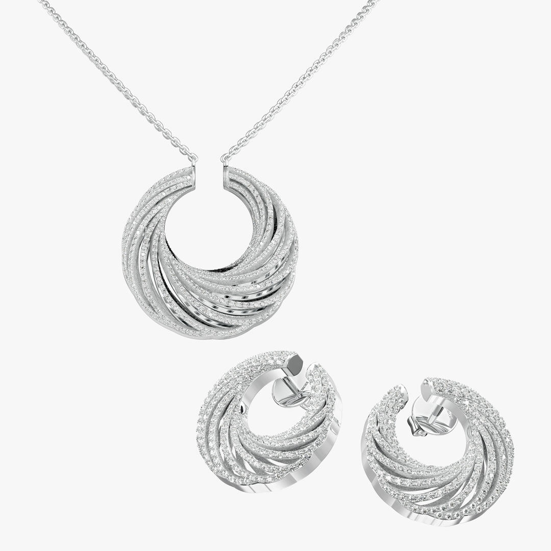 نیم ست جواهر برلیان طرح فلوکا