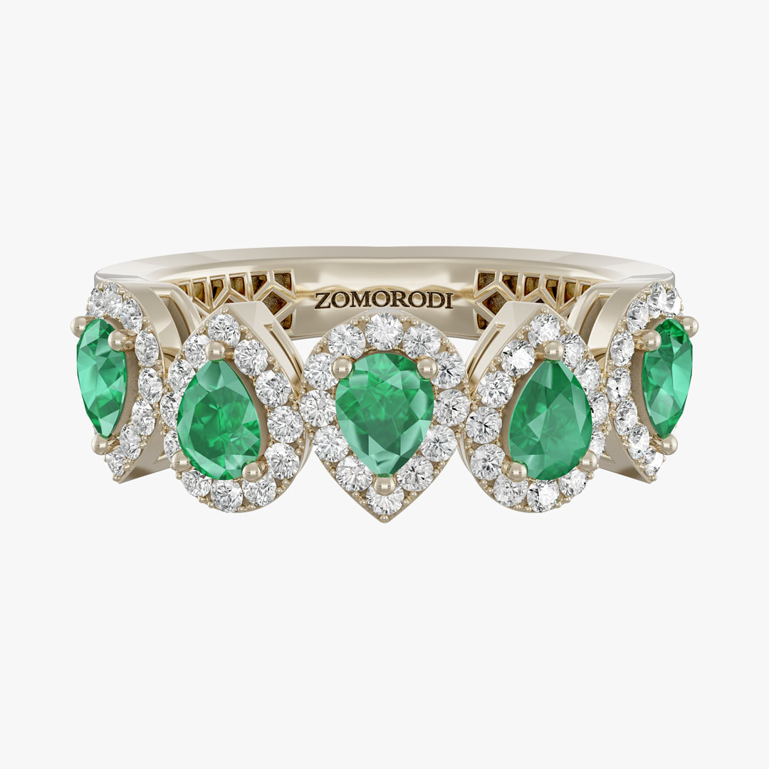 انگشتر جواهر پنج تخمه اشک