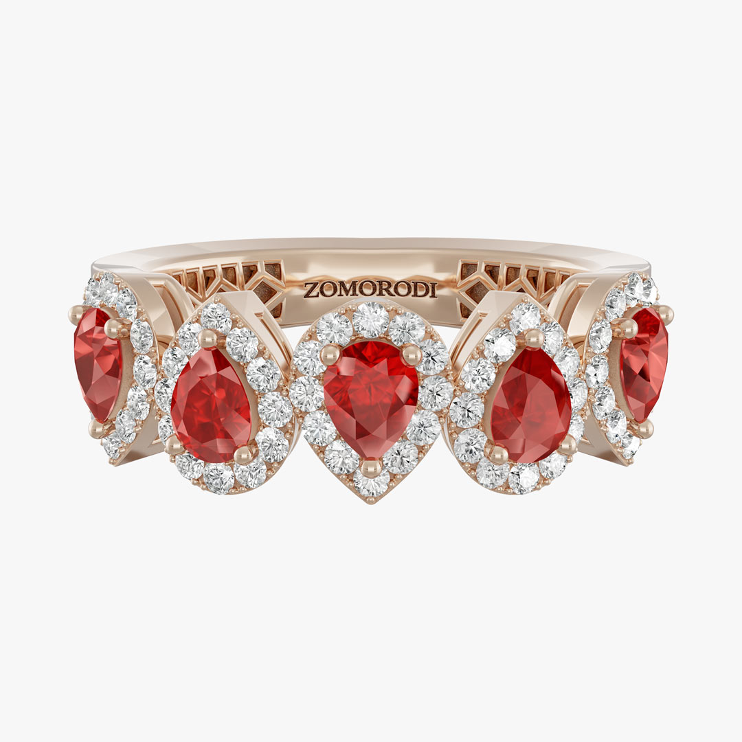 انگشتر جواهر پنج تخمه اشک