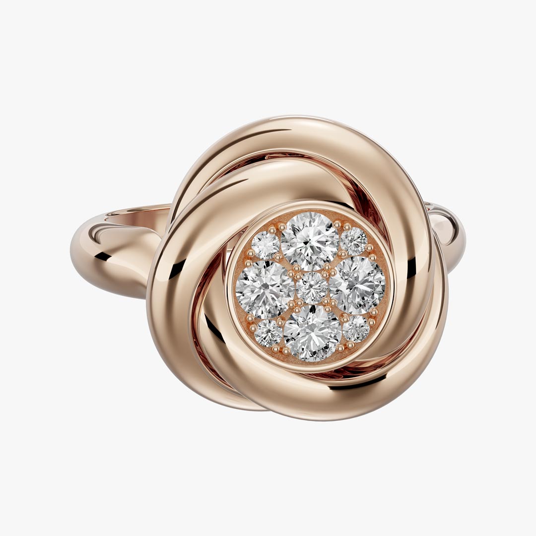 انگشتر جواهر سه رنگ طرح گل پیونی (Peony)