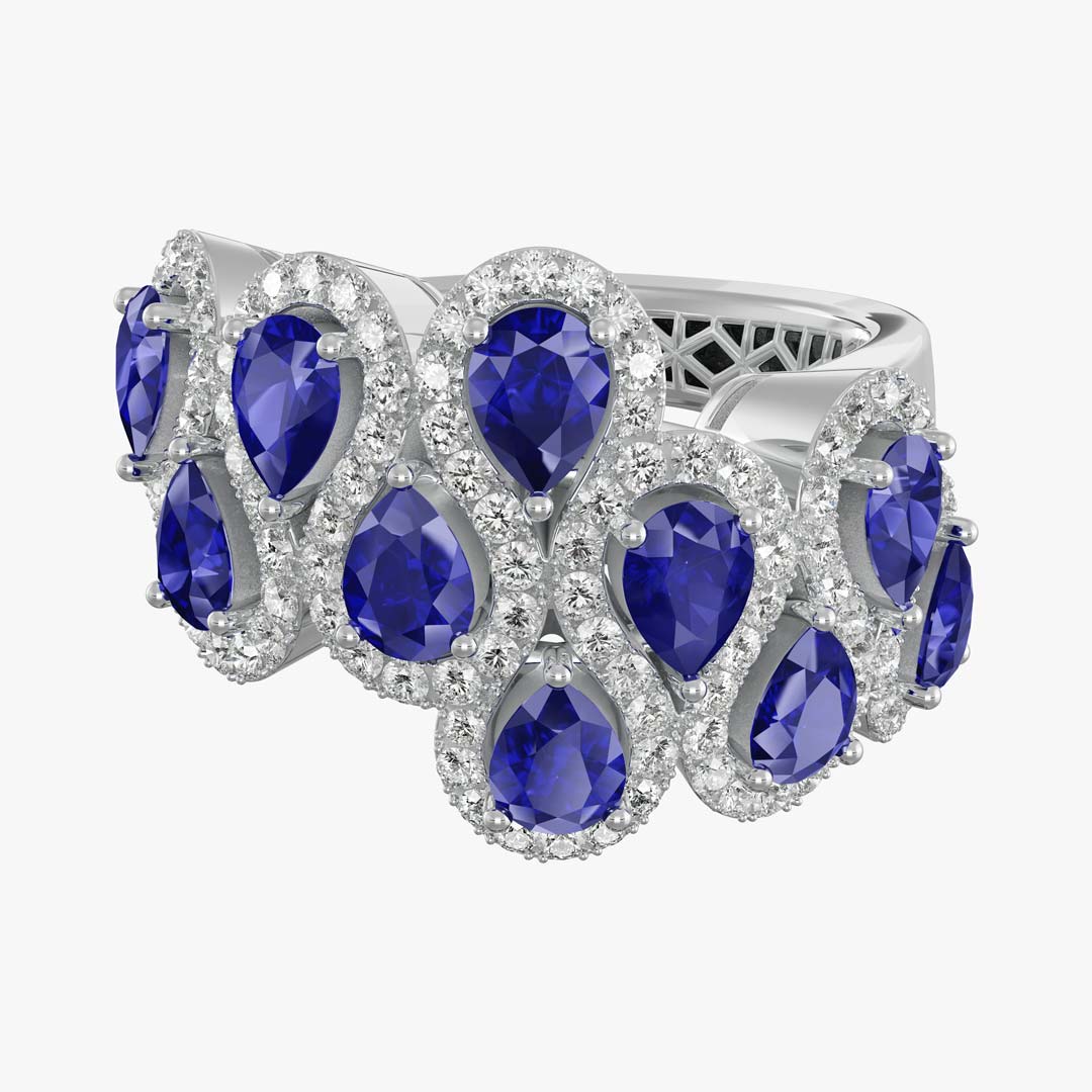 انگشتر جواهر یاقوت کبود طرح لاجورد