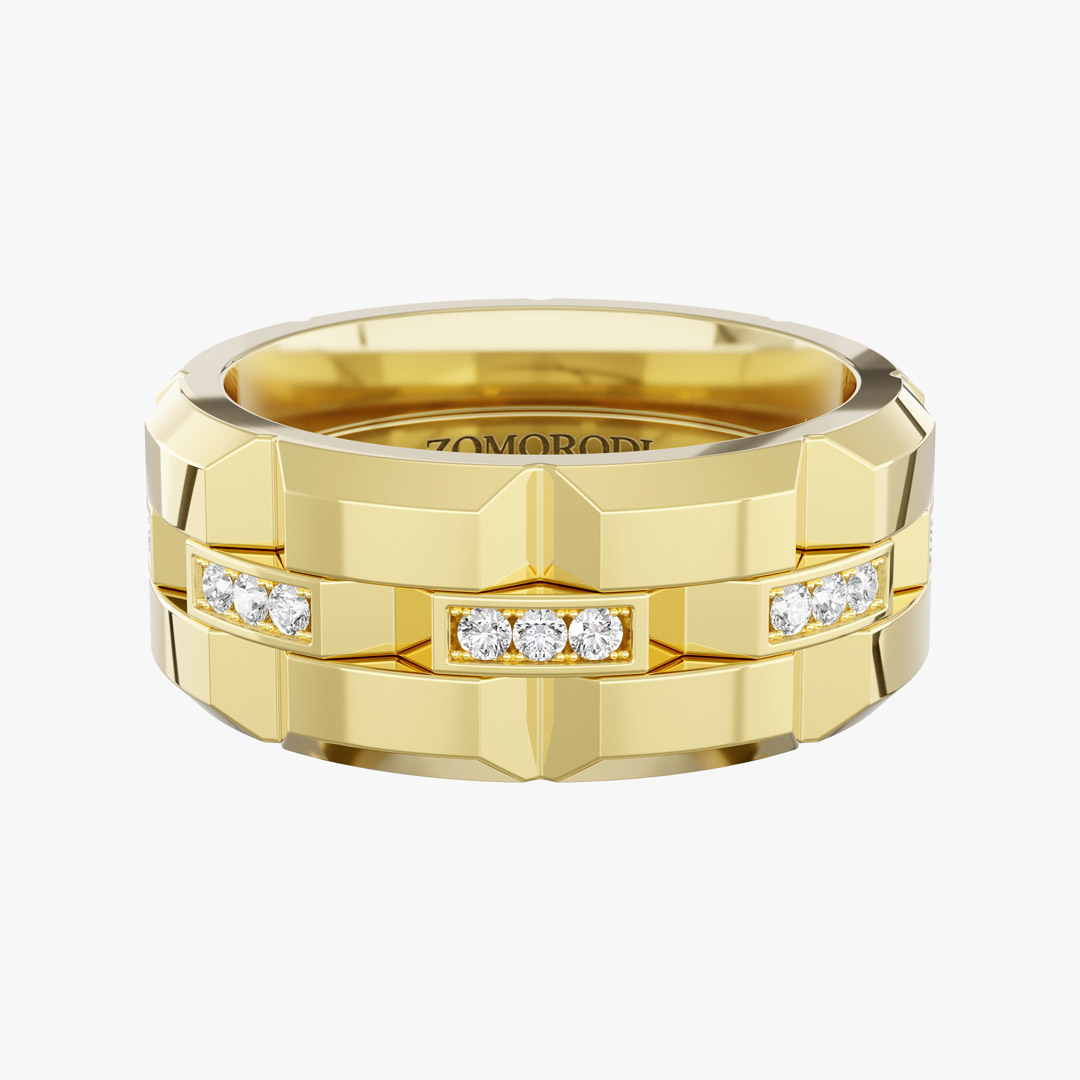 حلقه ازدواج برلیان مردانه طرح شیمر